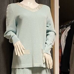 Vintage Castleberry knit skirt set! -pale Aqua USA‎